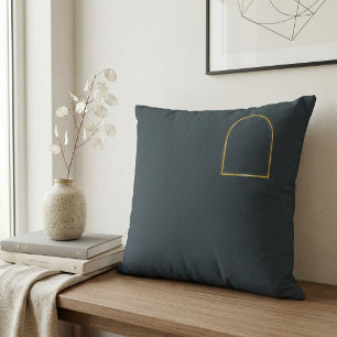 Minimalist Charcoal Grey Matte Gold Arch Quiet Lux Throw Pillow