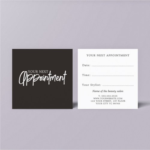Minimalist Charcoal Grey White Beauty Salon Appointment Card