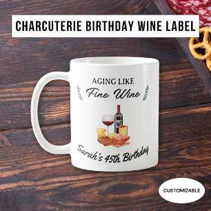 Minimalist Charcuterie & Wine Picnic Birthday Coffee Mug