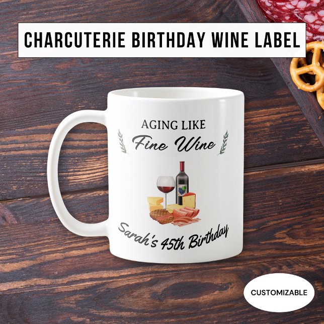 Minimalist Charcuterie & Wine Picnic Birthday Coffee Mug (Creator Uploaded)
