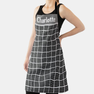 Minimalist Checker Board Plaid Design Personalized Apron