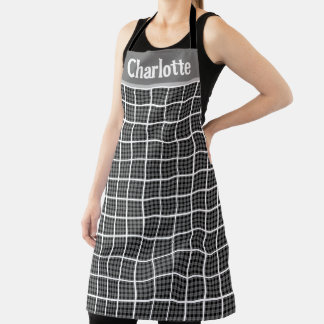 Minimalist Checker Board Plaid Design Personalized Apron