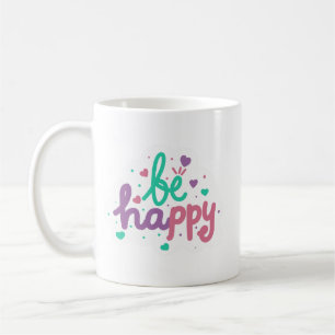 Minimalist Cheerful Colorful Positivity Teal Pink Coffee Mug