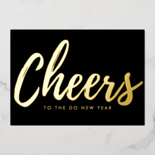 Minimalist Cheers New year Photo Foil Holiday Card