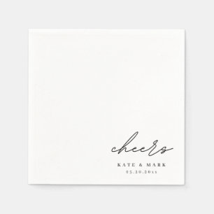 Minimalist Cheers Personalized Wedding Napkins