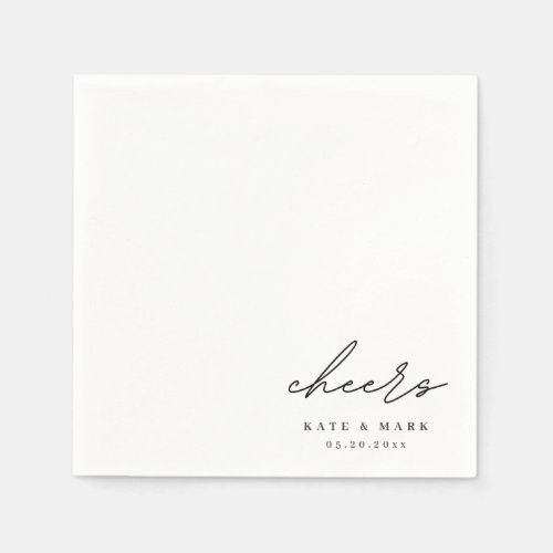 Minimalist Cheers Personalized Wedding Napkins