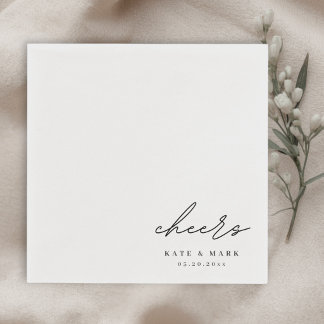 Minimalist Cheers Personalized Wedding Napkins