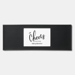 Minimalist Cheers to the Future MRS Bridal Shower Bar Mat