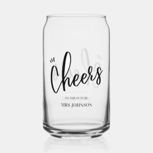 Minimalist Cheers to the Future MRS Bridal Shower  Can Glass