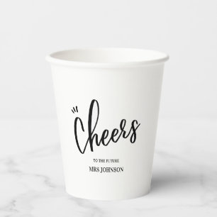 Minimalist Cheers to the Future MRS Bridal Shower Paper Cups