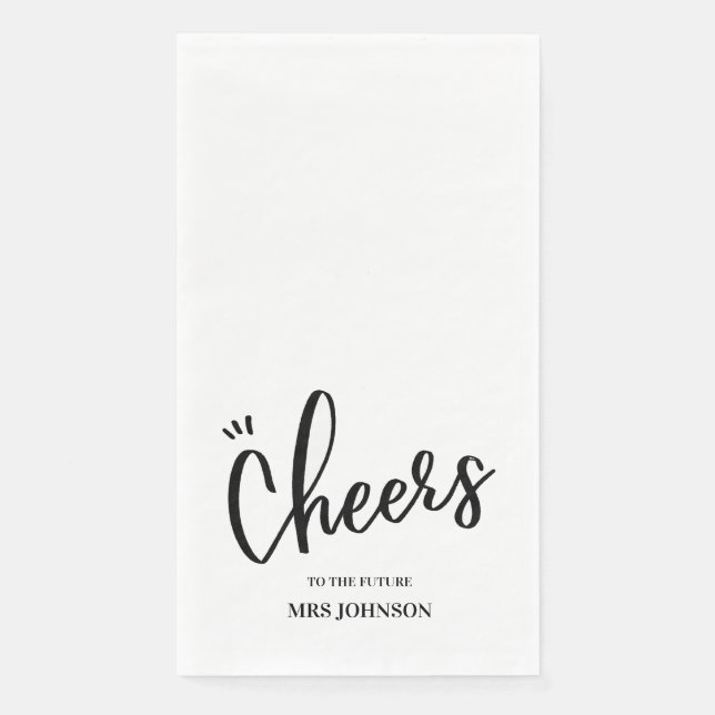 Minimalist Cheers to the Future MRS Bridal Shower  Paper Guest Towels (Front)