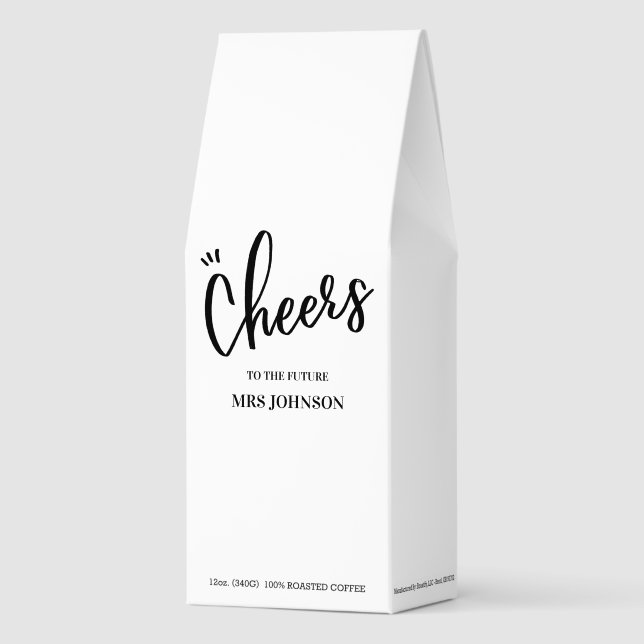 Minimalist Cheers to the Future MRS Bridal Shower Roasted Coffee (Front)