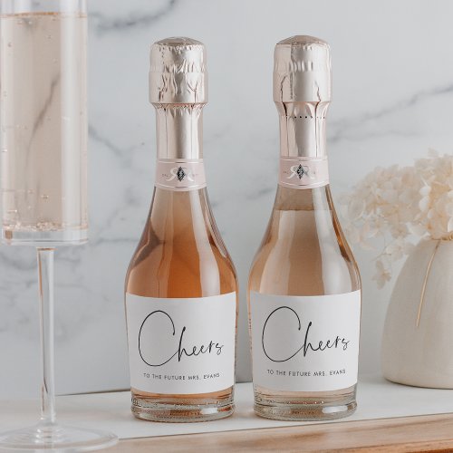 Minimalist Cheers to the Future Mrs Bridal Shower Sparkling Wine Label