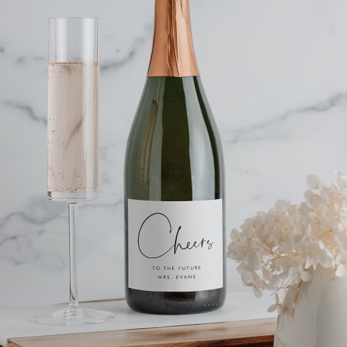 Minimalist Cheers to the Future Mrs Bridal Shower Sparkling Wine Label