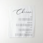 Minimalist Cheers Wedding Drinks Fabric Sign Tapes Tapestry at Zazzle