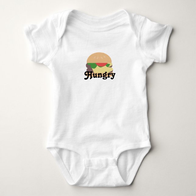 Minimalist Cheeseburger Foodie Hungry Baby Bodysuit (Front)