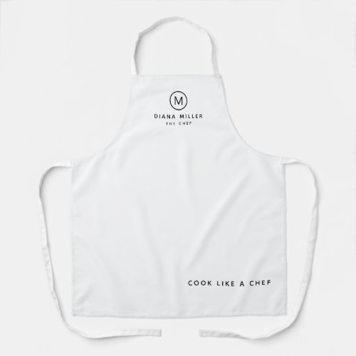 minimalist chef name professional white apron