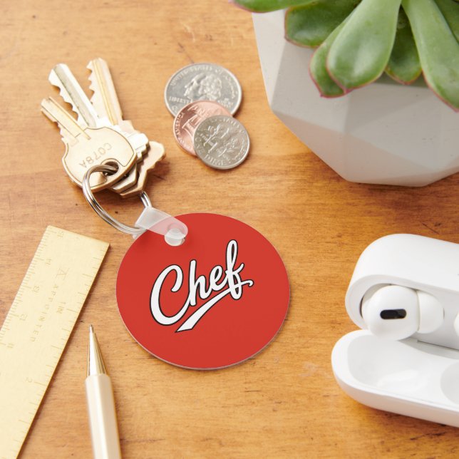 Minimalist Chef Script Typography Design Keychain (Desk)