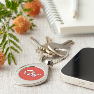 Minimalist Chef Script Typography Design Keychain