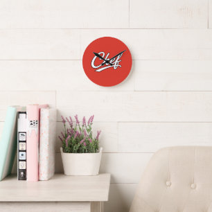 Minimalist Chef Script Typography Design Round Clock