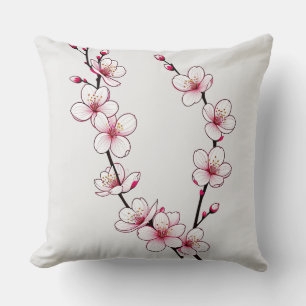 Minimalist Cherry Blossom Branches Throw Pillow