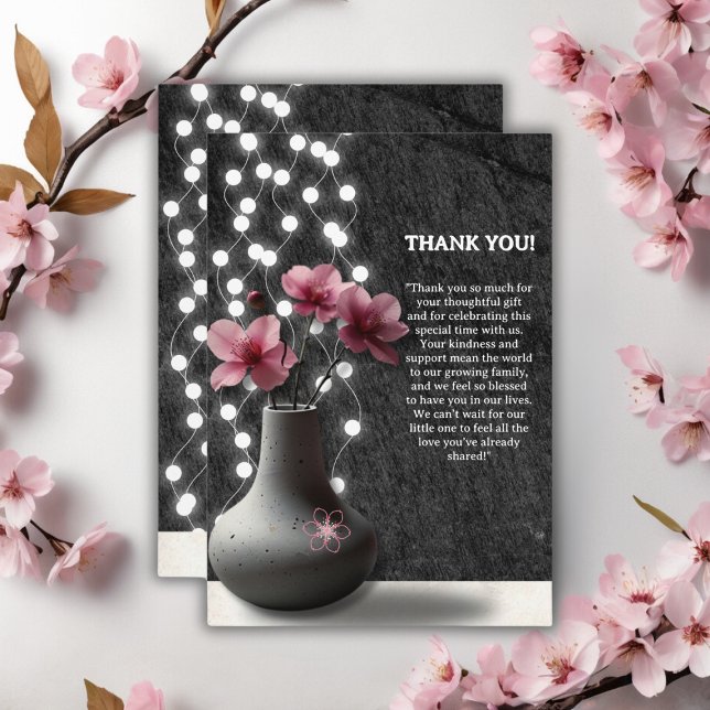 Minimalist Cherry Blossom Flowers Baby Shower Thank You Card (Creator Uploaded)