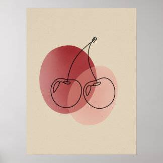 Minimalist Cherry Line Art Poster