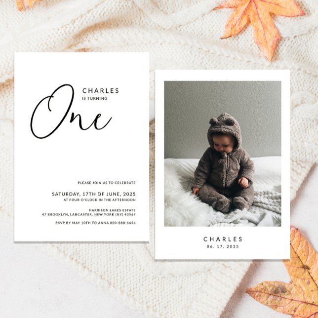 Minimalist Chic 1st Birthday Invitation (Creator Uploaded)