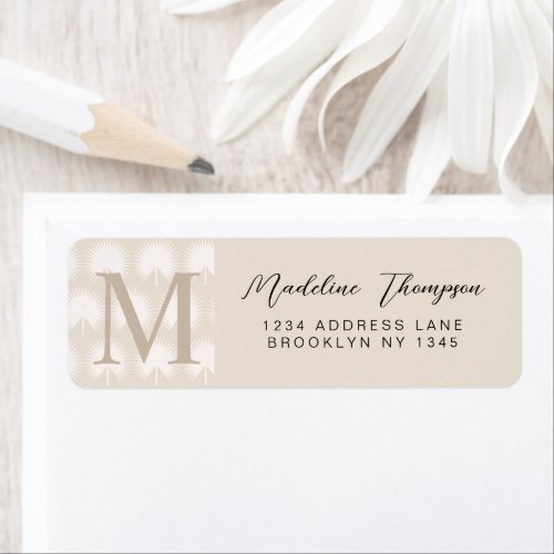 Minimalist Chic Beige Anahaw Leaf Script Monogram Label