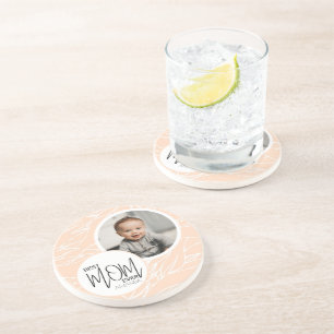 Minimalist Chic Best Mom Ever Pink Photo Coaster