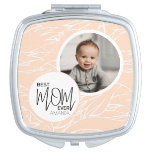 Minimalist Chic Best Mom Ever Pink Photo Compact Mirror