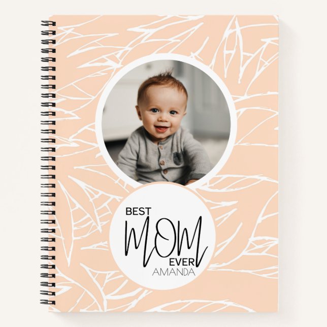 Minimalist Chic Best Mom Ever Pink Photo Notebook (Front)