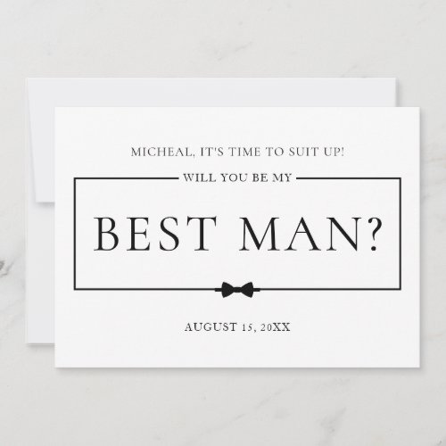 Minimalist Chic Black  Asking Bestman Proposal Invitation