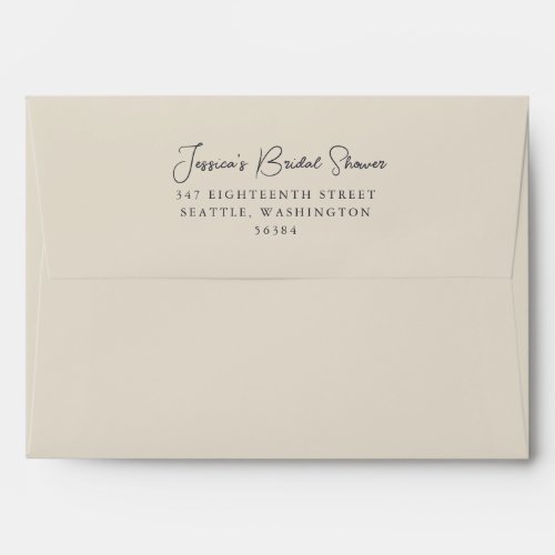 Minimalist Chic Black Ivory Shower Return Address Envelope