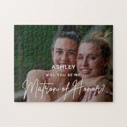 Minimalist Chic Black Matron of honor Proposal  Jigsaw Puzzle