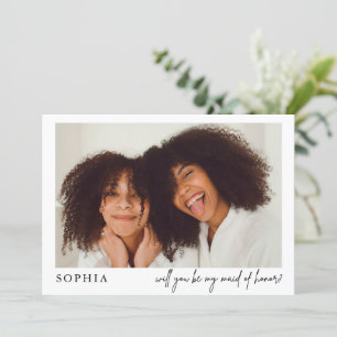 Minimalist Chic Black Photo Maid of Honor Proposal