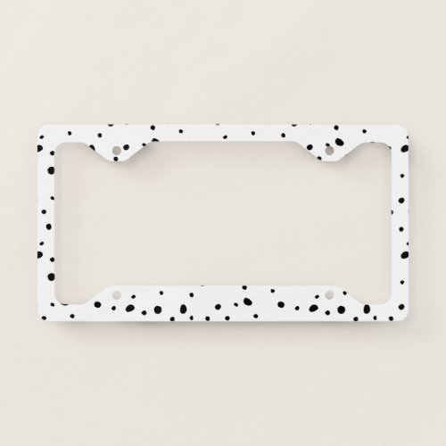 Minimalist chic black polka dots geometric pattern license plate frame