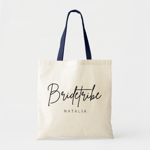 Minimalist Chic Black Script Bridetribe Tote Bag