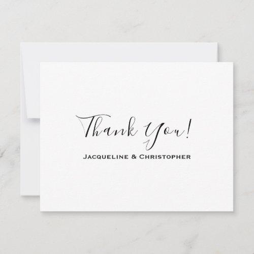 Minimalist Chic Black Script Personalized Wedding Thank You Card