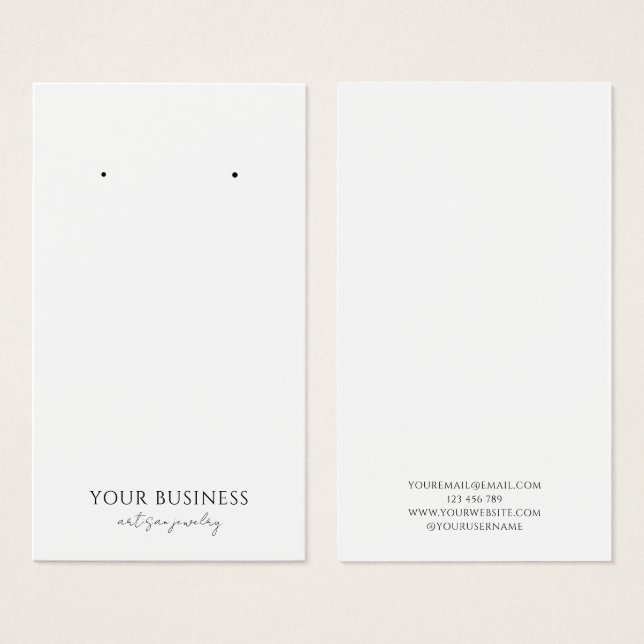 Minimalist Chic Black White Jewelry Display Card (Front & Back)