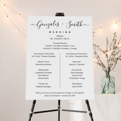 Minimalist Chic Black White Simple bridal party  Foam Board