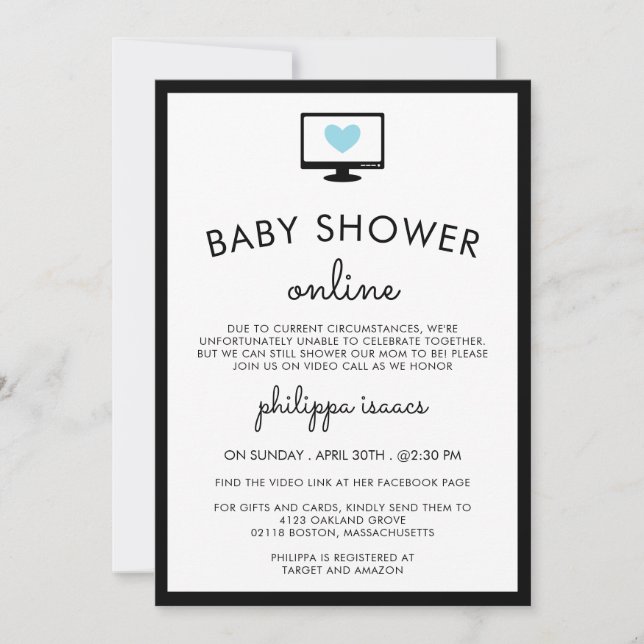 Minimalist Chic Blue Virtual Baby Shower Invitation (Front)