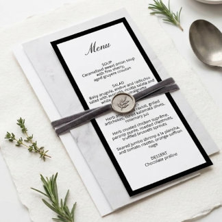 Minimalist Chic Calligraphy Wedding Menu Card