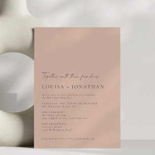 Minimalist Chic Classic Dusty Rose Script Wedding Invitation