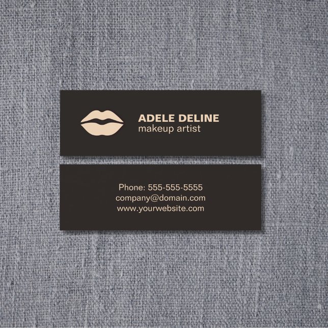 Minimalist Chic Dark Grey Lips Makeup Artist Mini Business Card (Creator Uploaded)