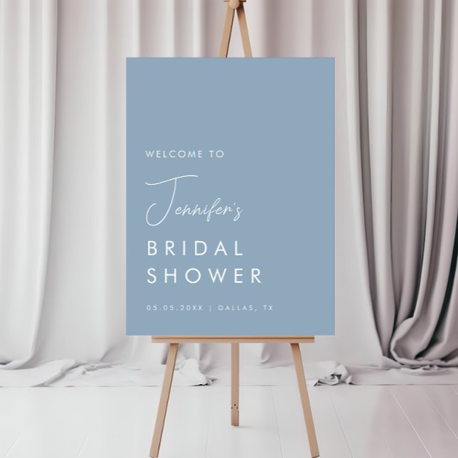 Minimalist Chic Dusty Blue Bridal Shower Welcome  Foam Board (Creator Uploaded)