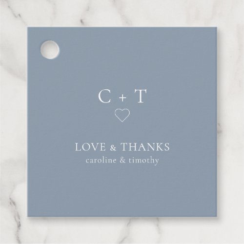 Minimalist Chic Dusty Blue Wedding Favor Tags