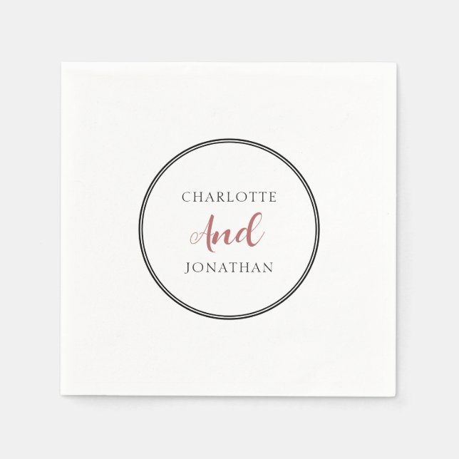 Minimalist Chic Elegant Calligraphy Script Wedding Napkins (Front)