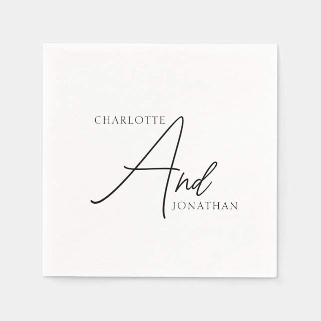 Minimalist Chic Elegant Calligraphy Script Wedding Napkins (Front)