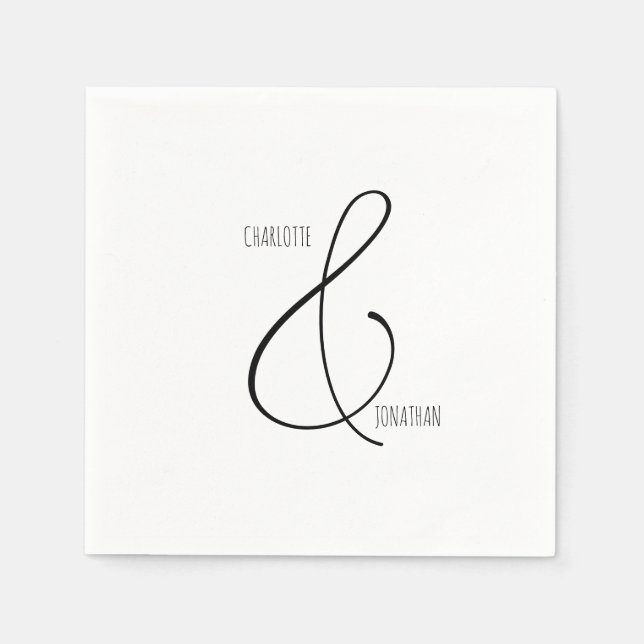 Minimalist Chic Elegant Calligraphy Script Wedding Napkins (Front)